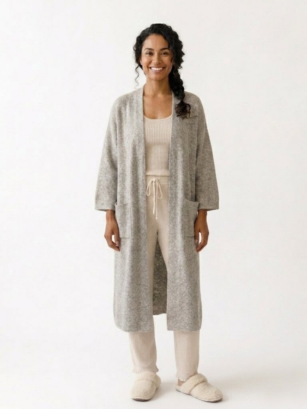 Donni Sandwashed Gray Open Front Cardigan - OSFM - New